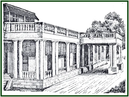 Historic drawing of Adyar Headquarters in 1884 made on the spot by William Q. Judge for The Path magazine.