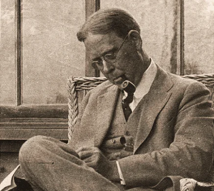 Close-up historical photo of theosophist John Garrigues with his pipe, illustrating Gabriel Blechman’s personal memories and reflections.