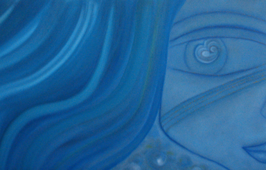 Pintura de Joana Maria Pinho representando uma face humana feminina com um olhar de amor.