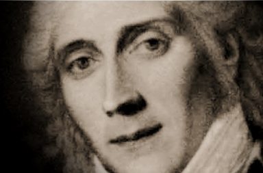 Gros plan d'un portrait historique du philosophe français Maine de Biran.