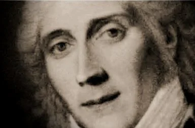 Gros plan d'un portrait historique du philosophe français Maine de Biran.