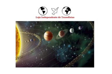 Logótipo da Loja Independente de Teosofistas e ilustração do sistema solar para o artigo de astrologia esotérica.