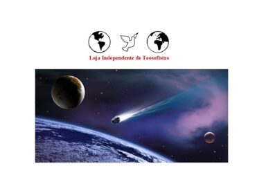 Logótipo da Loja Independente de Teosofistas sobre ilustração cósmica para o texto de oração e meditação.