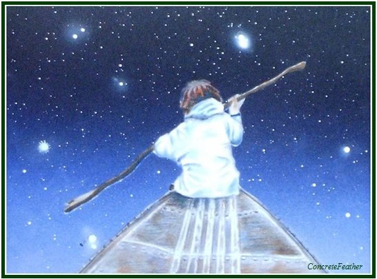 Ilustração artística de um navegador no cosmos para o ensaio sobre a liderança e a lealdade.