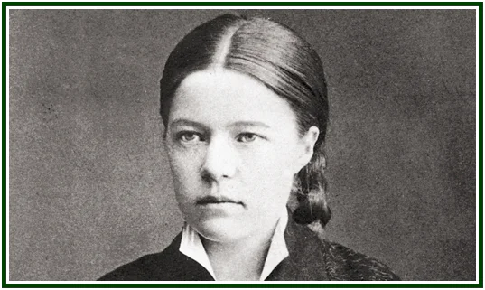 Retrato em preto e branco de Selma Lagerlof jovem com o cabelo apanhado, autora do conto sobre a mina de prata.