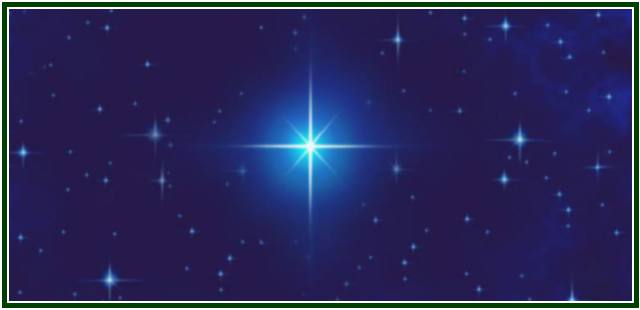 Uma grande estrela brilhante de quatro pontas que simboliza o otimismo esotérico, rodeada por estrelas menores no cosmos.