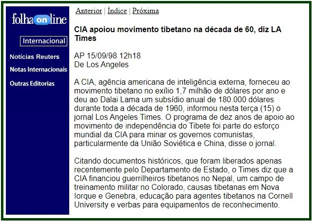 O Dalai Lama Trabalhou Para a CIA