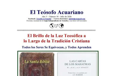 Recorte horizontal da capa de El Teósofo Acuariano de julho de 2026, destacando o título sobre a tradição cristã.