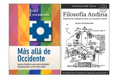 Las portadas de los libros Más allá de Occidente y Filosofía Andina de Josef Estermann, lado a lado.