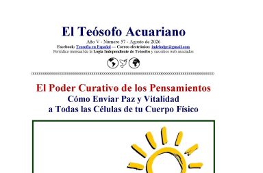 Portada del Teósofo Acuariano de agosto de 2026 con un sol amarillo que ilustra el poder curativo de los pensamientos