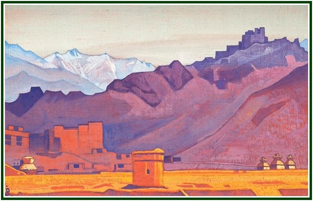 Pintura de Nicholas Roerich que ilustra el texto La Carta del Maha Chohan, el maestro de los maestros.