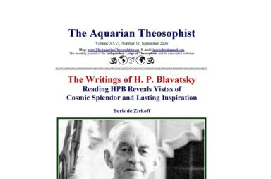 September 2026 cover clipping of The Aquarian Theosophist magazine, featuring Boris de Zirkoff’s article on HPB.