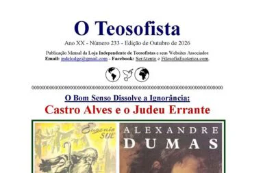 Recorte da capa de O Teosofista de Outubro de 2026, com destaque para o artigo Castro Alves e o Judeu Errante e ilustrações de romances de Alexandre Dumas e Eugène Sue.